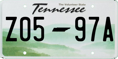 TN license plate Z0597A