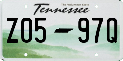 TN license plate Z0597Q