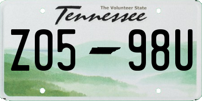 TN license plate Z0598U
