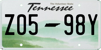 TN license plate Z0598Y