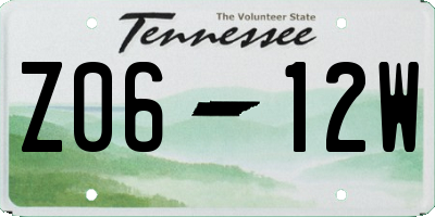 TN license plate Z0612W