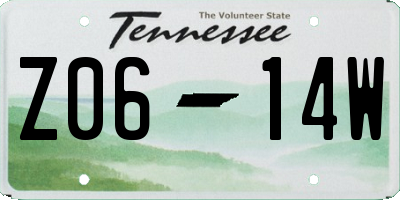 TN license plate Z0614W