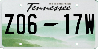 TN license plate Z0617W