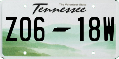 TN license plate Z0618W