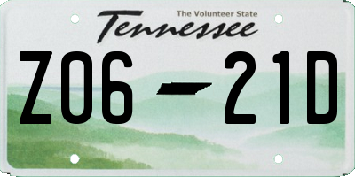 TN license plate Z0621D