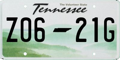 TN license plate Z0621G