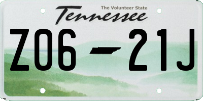 TN license plate Z0621J