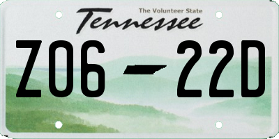 TN license plate Z0622D