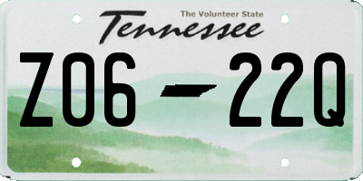 TN license plate Z0622Q