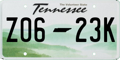 TN license plate Z0623K
