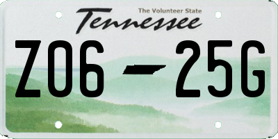 TN license plate Z0625G