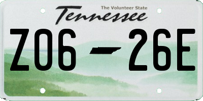 TN license plate Z0626E