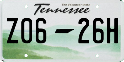 TN license plate Z0626H