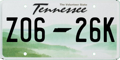 TN license plate Z0626K