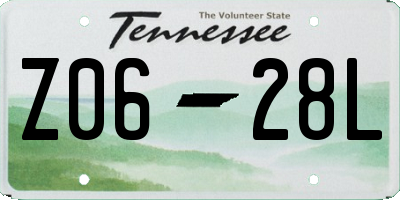 TN license plate Z0628L