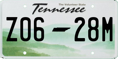 TN license plate Z0628M