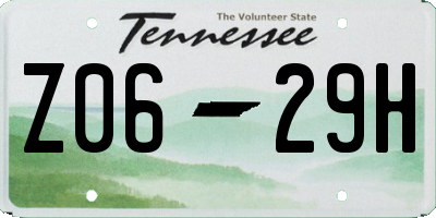 TN license plate Z0629H