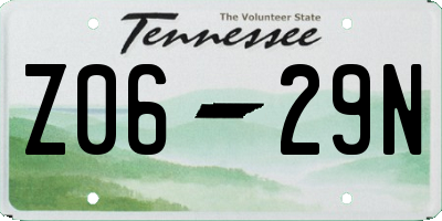 TN license plate Z0629N