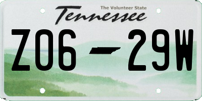 TN license plate Z0629W