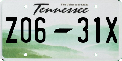 TN license plate Z0631X