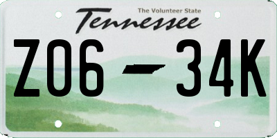 TN license plate Z0634K