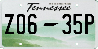 TN license plate Z0635P