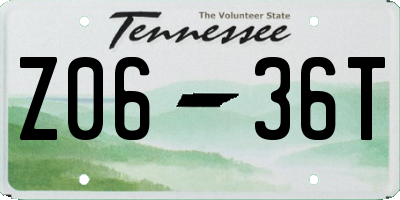 TN license plate Z0636T