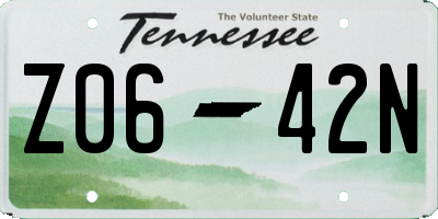 TN license plate Z0642N
