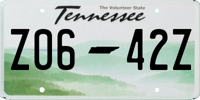 TN license plate Z0642Z