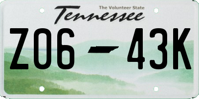 TN license plate Z0643K