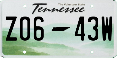 TN license plate Z0643W