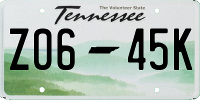 TN license plate Z0645K
