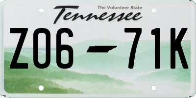 TN license plate Z0671K