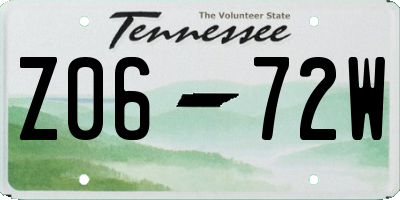 TN license plate Z0672W