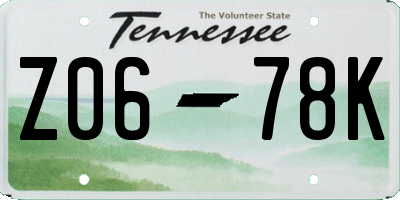 TN license plate Z0678K