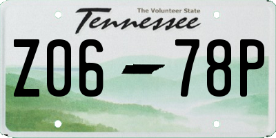 TN license plate Z0678P