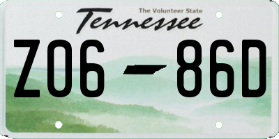 TN license plate Z0686D