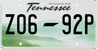 TN license plate Z0692P