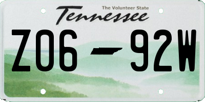TN license plate Z0692W