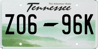 TN license plate Z0696K