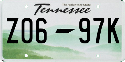 TN license plate Z0697K
