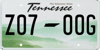 TN license plate Z0700G