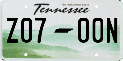 TN license plate Z0700N