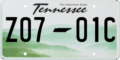 TN license plate Z0701C