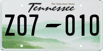 TN license plate Z0701O