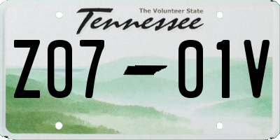 TN license plate Z0701V