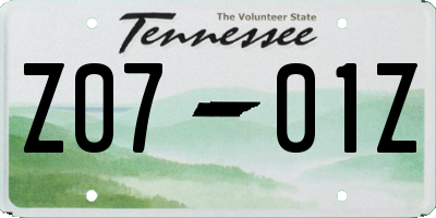 TN license plate Z0701Z