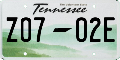 TN license plate Z0702E
