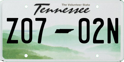 TN license plate Z0702N