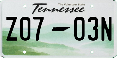TN license plate Z0703N